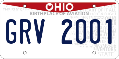 OH license plate GRV2001