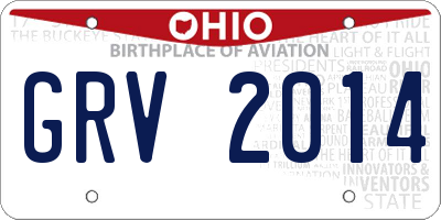 OH license plate GRV2014
