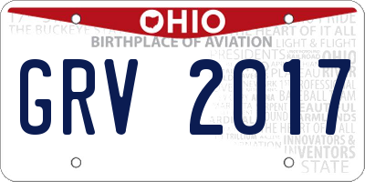 OH license plate GRV2017