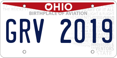OH license plate GRV2019