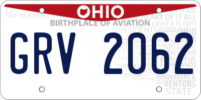 OH license plate GRV2062