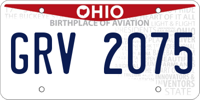 OH license plate GRV2075