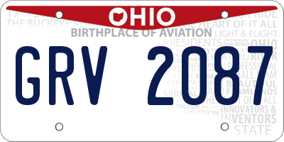 OH license plate GRV2087