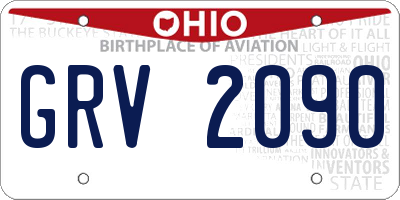 OH license plate GRV2090