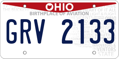 OH license plate GRV2133