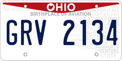 OH license plate GRV2134