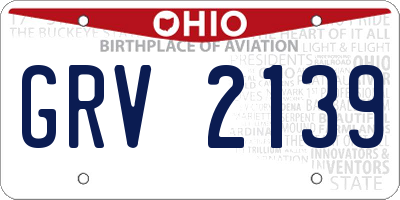 OH license plate GRV2139
