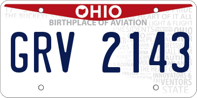 OH license plate GRV2143