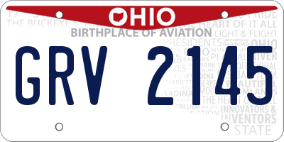 OH license plate GRV2145