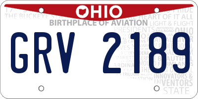 OH license plate GRV2189