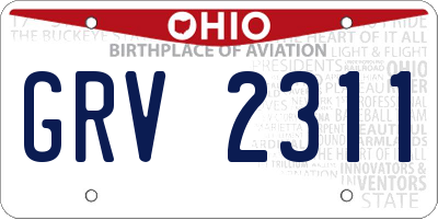 OH license plate GRV2311