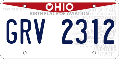 OH license plate GRV2312