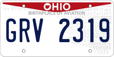 OH license plate GRV2319
