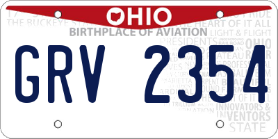 OH license plate GRV2354