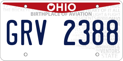 OH license plate GRV2388