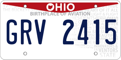 OH license plate GRV2415