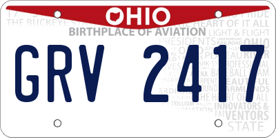 OH license plate GRV2417