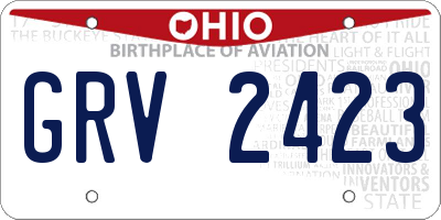 OH license plate GRV2423