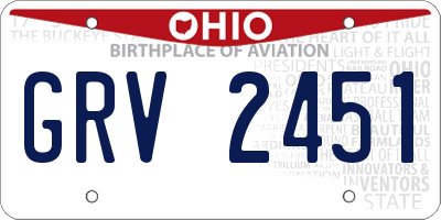 OH license plate GRV2451
