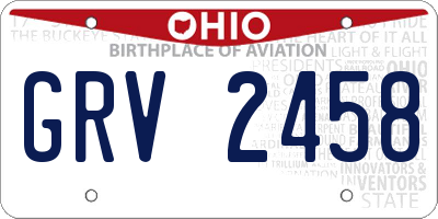 OH license plate GRV2458