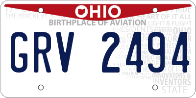 OH license plate GRV2494