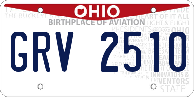 OH license plate GRV2510