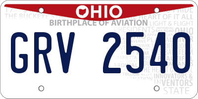 OH license plate GRV2540