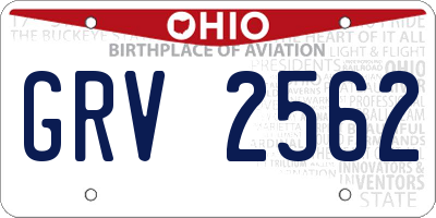 OH license plate GRV2562