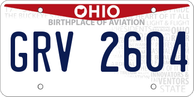 OH license plate GRV2604