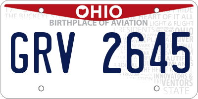 OH license plate GRV2645