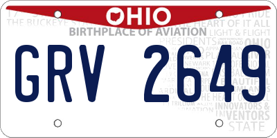 OH license plate GRV2649