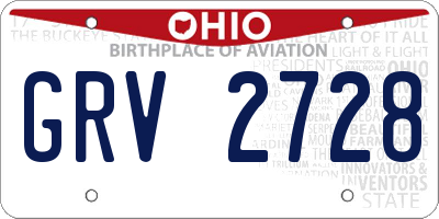 OH license plate GRV2728