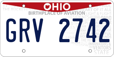 OH license plate GRV2742