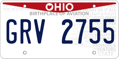 OH license plate GRV2755