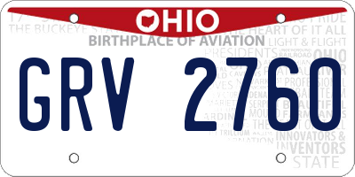 OH license plate GRV2760
