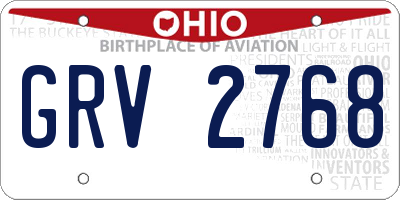 OH license plate GRV2768