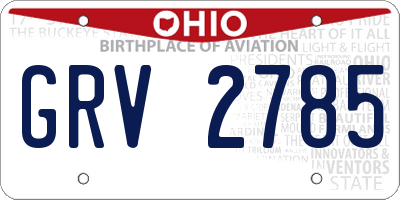 OH license plate GRV2785