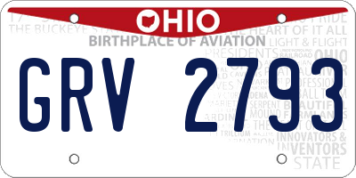 OH license plate GRV2793