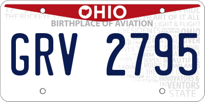 OH license plate GRV2795
