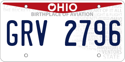 OH license plate GRV2796