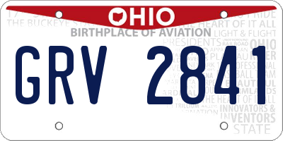 OH license plate GRV2841