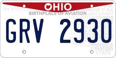 OH license plate GRV2930