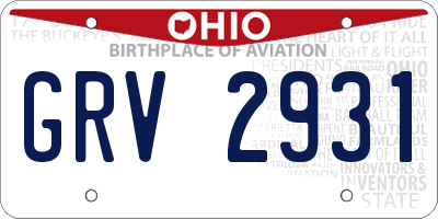 OH license plate GRV2931