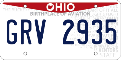 OH license plate GRV2935