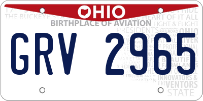 OH license plate GRV2965