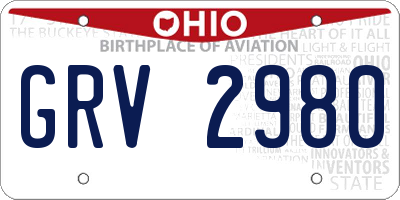 OH license plate GRV2980