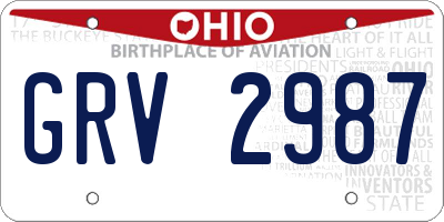 OH license plate GRV2987