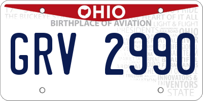 OH license plate GRV2990