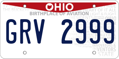 OH license plate GRV2999