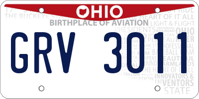 OH license plate GRV3011